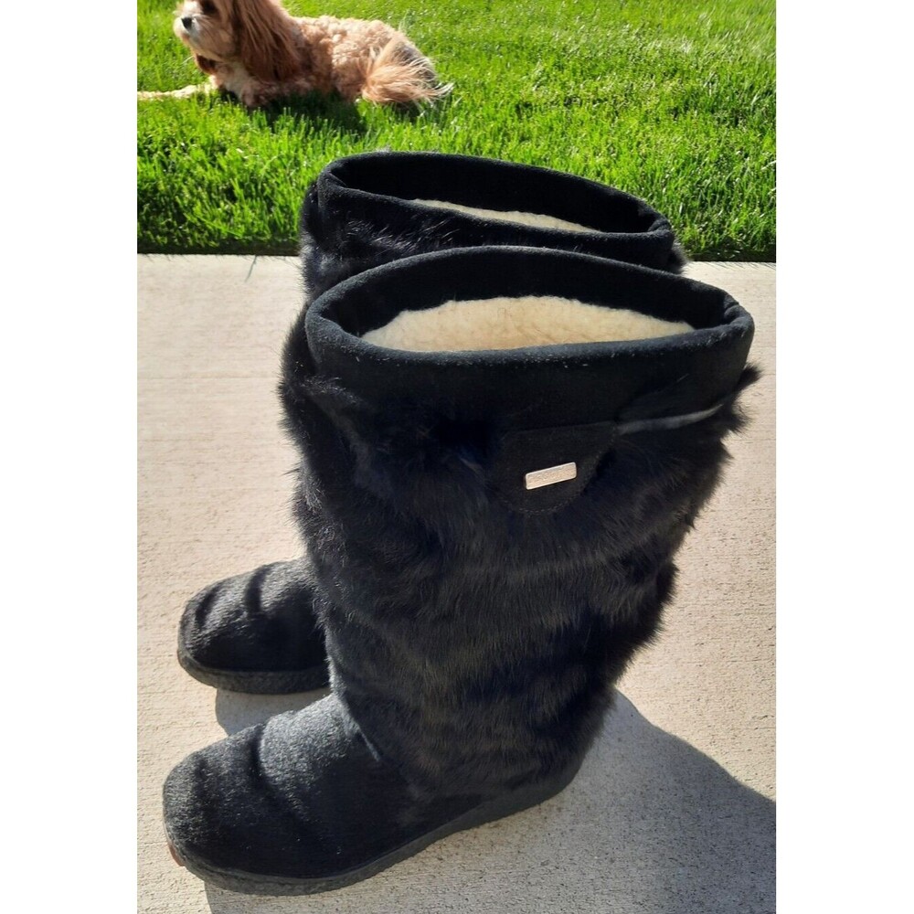 Vintage Oscar Sport Women's US 8 EUR 39 Goat Fur Wool Lined Boots Classic Black